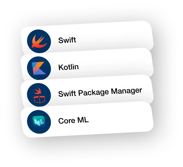 Swift, Kotlin, Swift Package Manager, Core ML